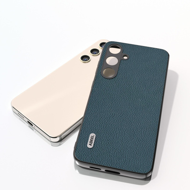 For Samsung Galaxy S24+ 5G ABEEL Genuine Leatherette + PC Litchi Texture Phone Case(Green)