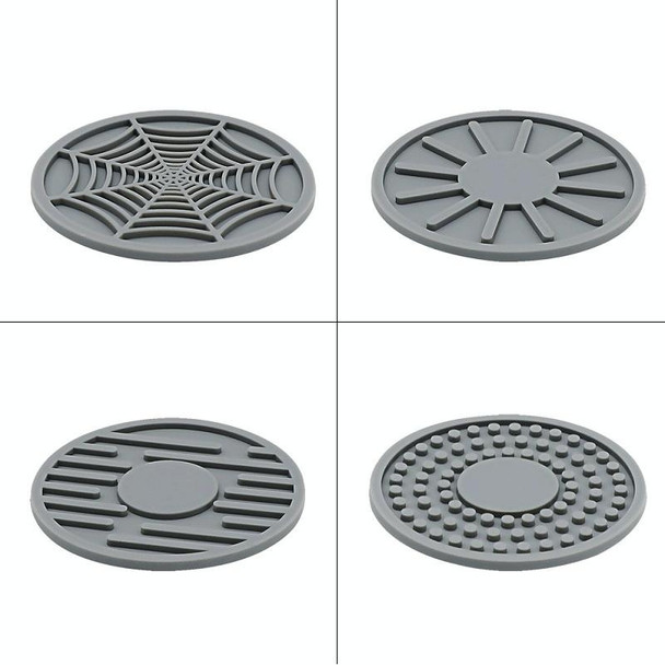 4pcs/set 6.8x0.3cm Car Anti-slip Silicone Water Coaster Storage Interior, Color: Green