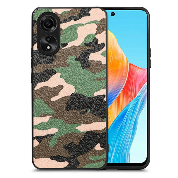 For OPPO A58 4G Retro Camouflage Leatherette Back Phone Case(Green)