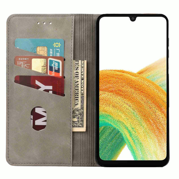 For Samsung Galaxy A35 Skin Feel Splicing Leatherette Phone Case(Grey)