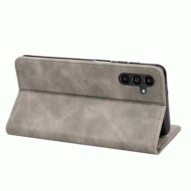 For Samsung Galaxy A35 Skin Feel Splicing Leatherette Phone Case(Grey)