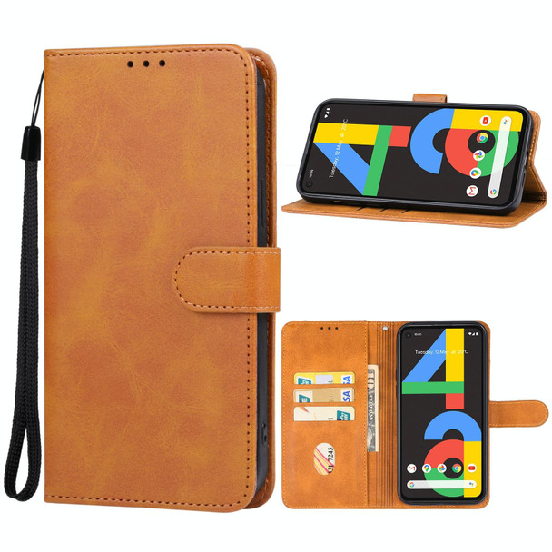 For Google Pixel 4a 4G Leatherette Phone Case(Brown)