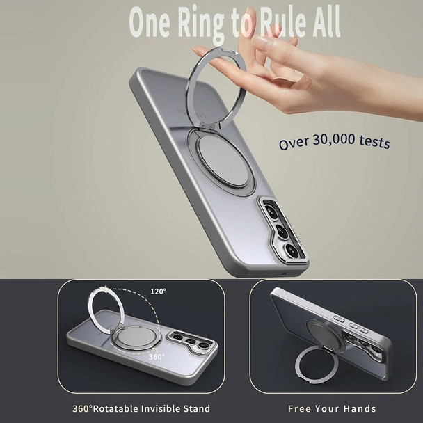 For Samsung Galaxy S23 FE 5G 360-degree Rotating MagSafe Magnetic Holder Phone Case(Titanium Grey)