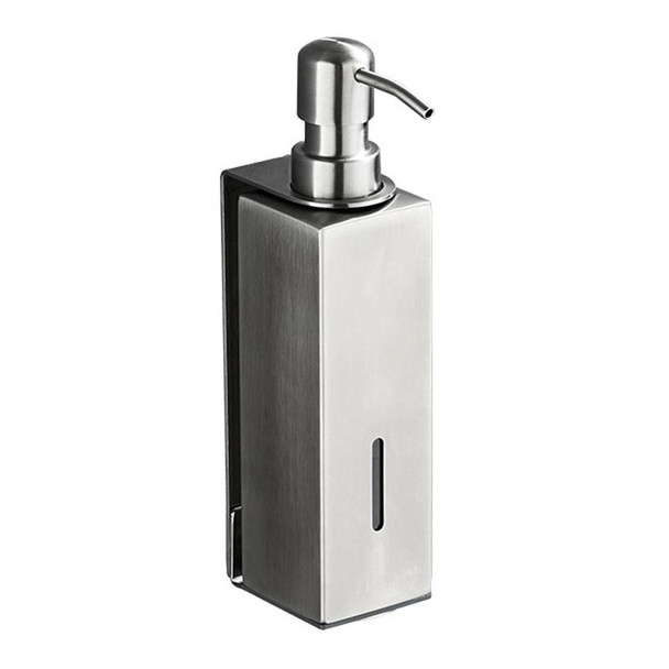 Hotel Stainless Steel Soap Dispenser Home Wall Mounted No Punch Press To Soap Bottle, Style: Square 1 Barrel