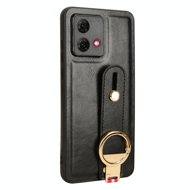 For Motorola Moto G84 5G Wristband Leatherette Back Phone Case(Black)