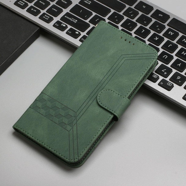 Cubic Skin Feel Flip Leatherette Phone Case For OnePlus Ace 2V(Green)