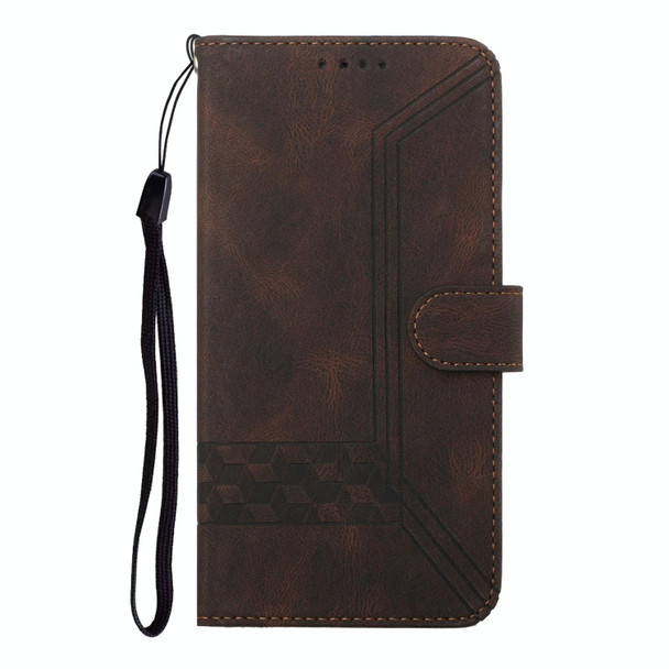 Cubic Skin Feel Flip Leatherette Phone Case For OnePlus Ace 2V(Brown)