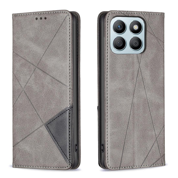 For Honor X8b Rhombus Texture Magnetic Leatherette Phone Case(Grey)