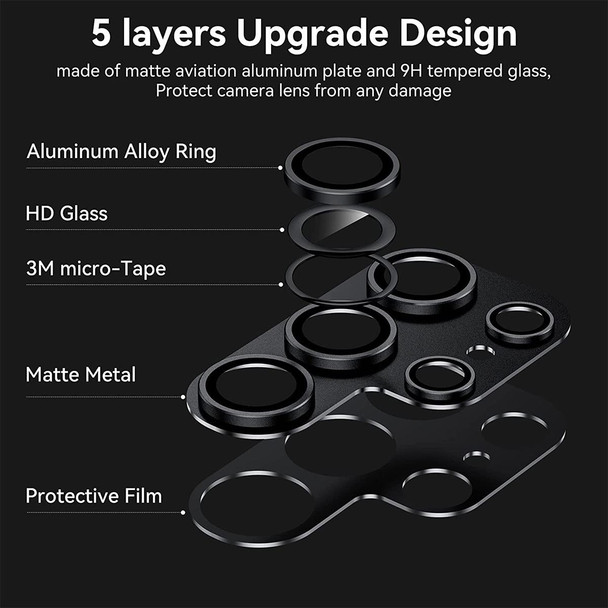 For Samsung Galaxy S24 Ultra 5G ENKAY Hat-Prince AR Aluminium Alloy Tempered Glass Camera Lens Film(Black)