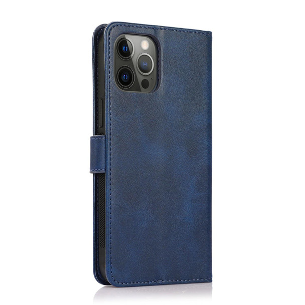 Calf Texture 2 in 1 Detachable Magnetic Back Cover Horizontal Flip Leatherette Case with Holder & Card Slots & Wallet & Photo Frame - iPhone 13 Pro Max(Blue)