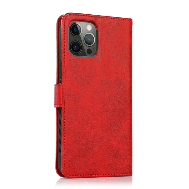 Calf Texture 2 in 1 Detachable Magnetic Back Cover Horizontal Flip Leatherette Case with Holder & Card Slots & Wallet & Photo Frame - iPhone 13 Pro Max(Red)