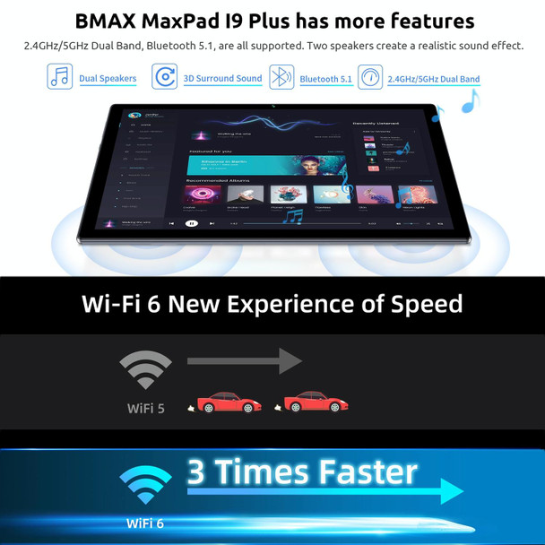 BMAX MaxPad i9 Plus, 4GB+64GB, 10.1 inch Android 13 OS RK3562 Quad Core Support WiFi-6(US Plug)