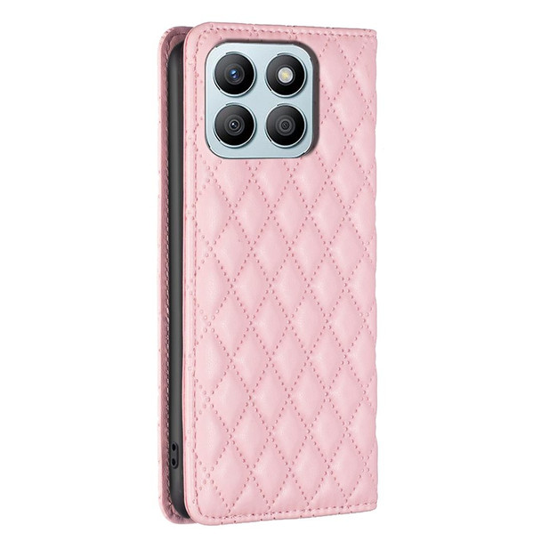 For Honor X8b Diamond Lattice Magnetic Leatherette Flip Phone Case(Pink)