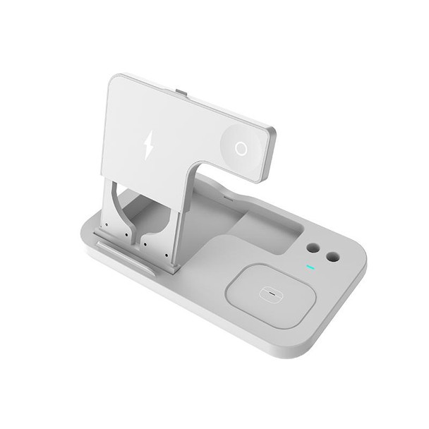 0W01 4 in 1 Multi-function Foldable Fast Charging Wireless Charger Stand for iPhone & Apple Pencil & iWatch & AirPods(White)