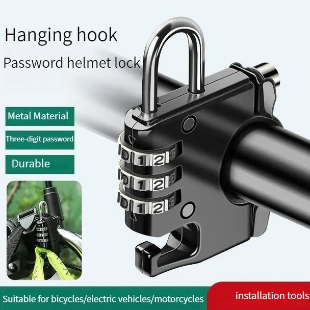 Motorcycle Helmet Anti-Theft Lock Fixed Helmet Combination Padlock, Color: Silver