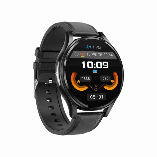 1.43 inch Leatherette Strap Bluetooth Call Smart Watch Support ECG / Non-invasive Blood Sugar(Black)