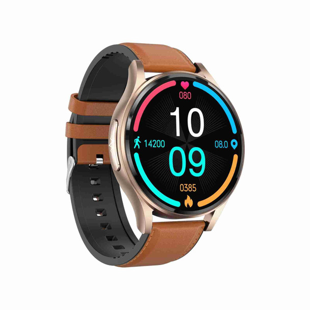 1.43 inch Leatherette Strap Bluetooth Call Smart Watch Support ECG / Non-invasive Blood Sugar(Brown)