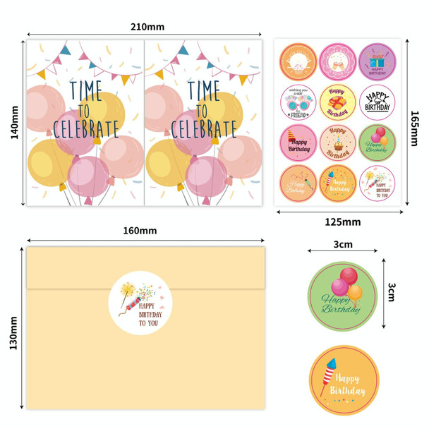 24pcs /Set Happy Birthday Greeting Card With Envelopes And Stickers Set(KP002)