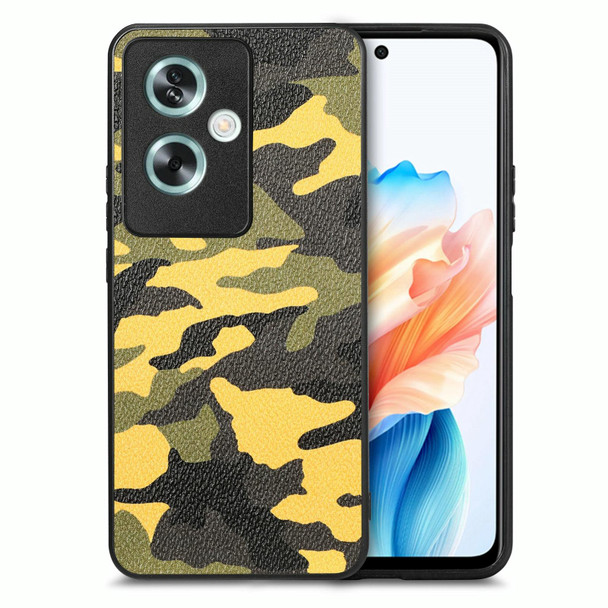 For OPPO A79 5G Retro Camouflage Leatherette Back Phone Case(Yellow)