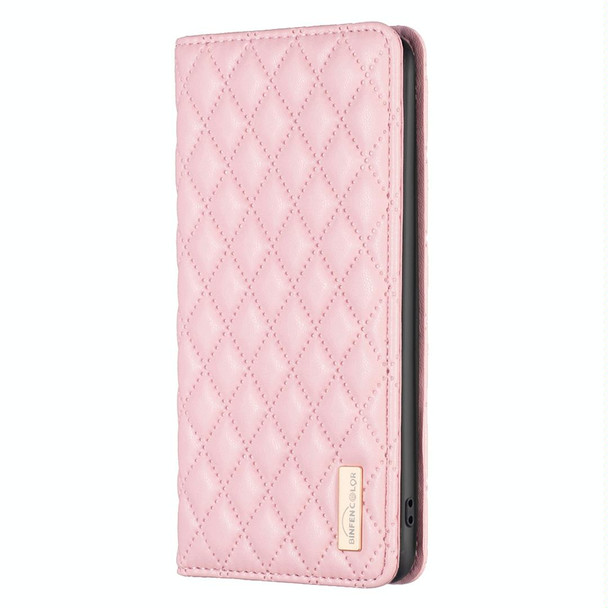 For Honor X7b Diamond Lattice Magnetic Leatherette Flip Phone Case(Pink)