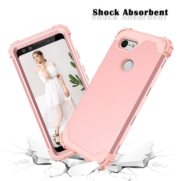 Google Pixel 3 3 in 1 Shockproof PC + Silicone Protective Case(Rose Gold)