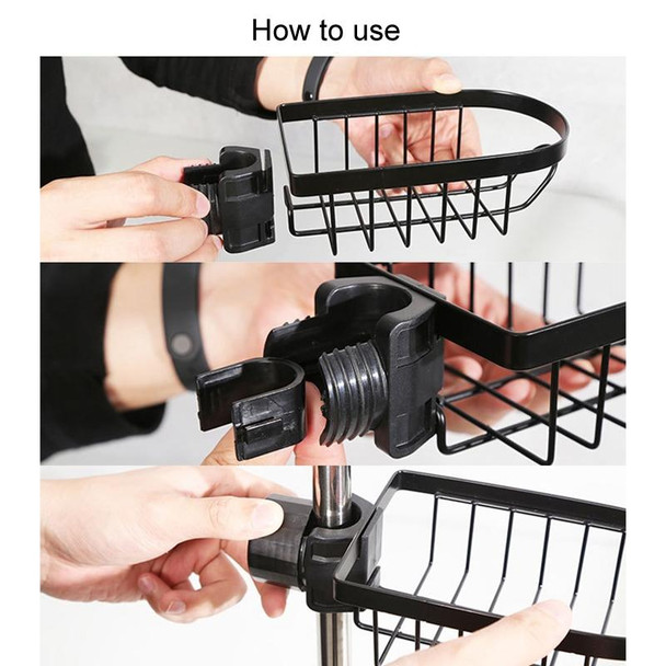 Kitchen Faucet Shelf No-Punch Sink Rag Drainage Basket Sponge Drainage Storage Rack, Style: C Black