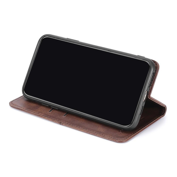 Cow Texture Magnetic Horizontal Flip Leatherette Case with Holder & Card Slots - iPhone 13 Pro(Dark Brown)