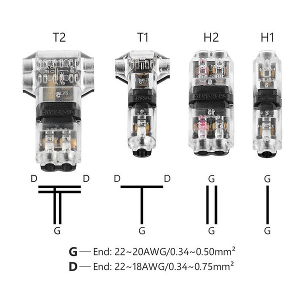 Straight Plug Quick Terminal Block No Strip Multifunctional Wire Connector, Model: H1