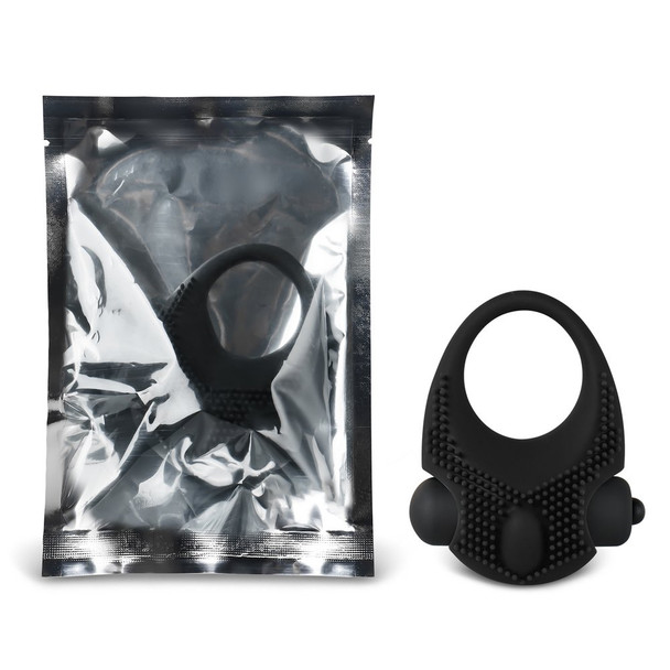 Vibrating Cock Ring with Clitoral Stimulator - Black