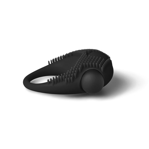 Vibrating Cock Ring with Clitoral Stimulator - Black
