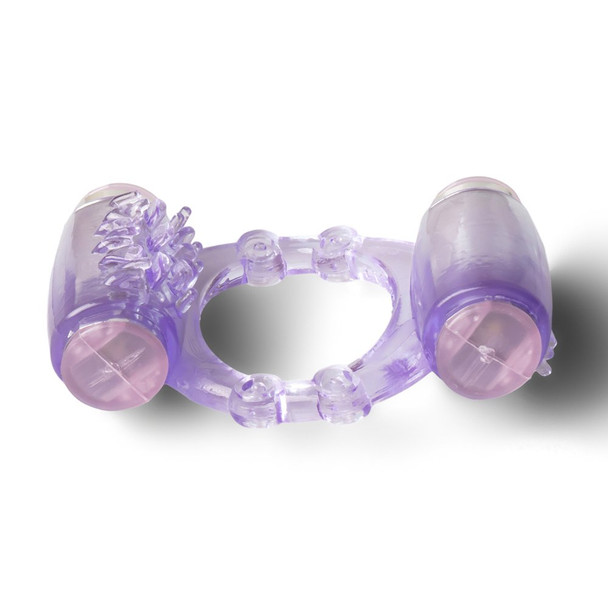 Dual Vibrators Cock Ring - Purple