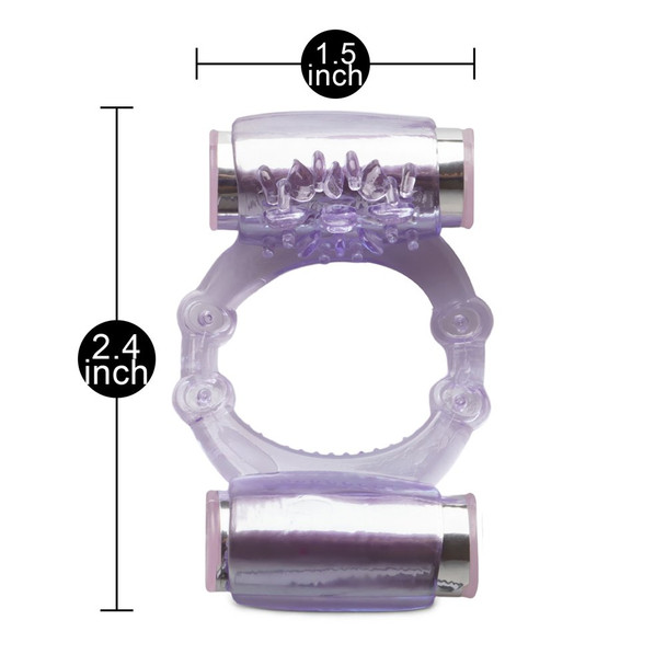 Dual Vibrators Cock Ring - Purple