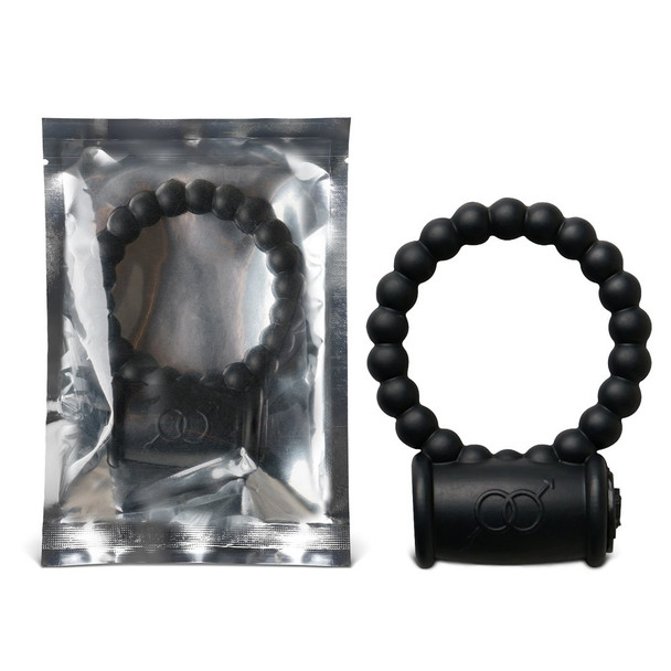 Beaded Vibrating Cock Ring - Black