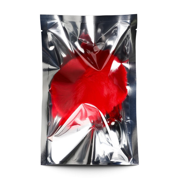 Metallic Anal Plug with Short Tail - Red - S