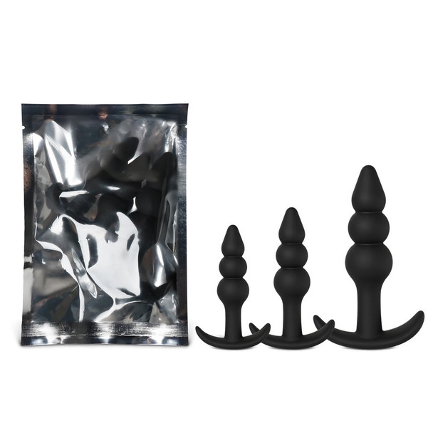 3 PCS Silicone Beaded Butt Plug Set