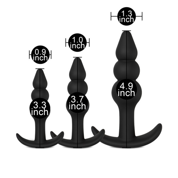 3 PCS Silicone Beaded Butt Plug Set