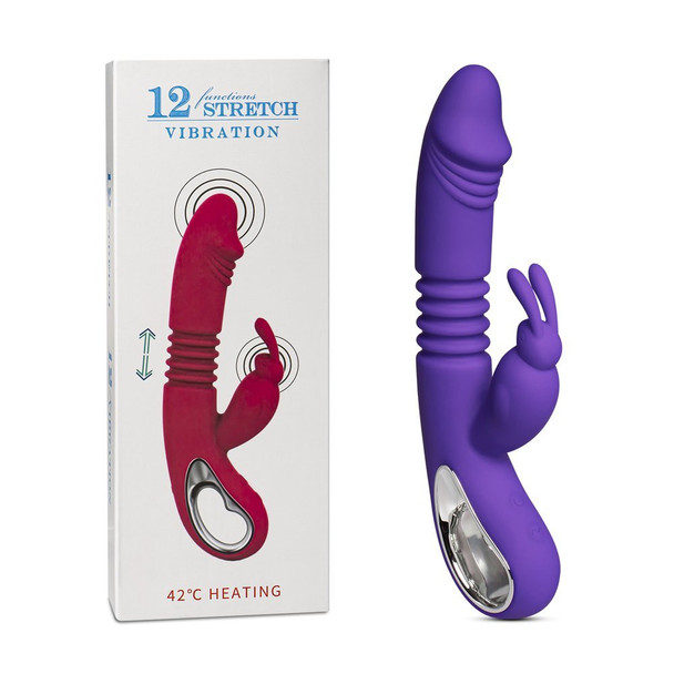 12 Speed Thrusting Rabbit Vibrator with Heating Function - Purple