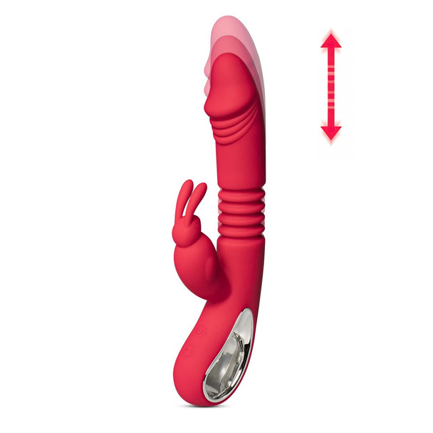 12 Speed Thrusting Rabbit Vibrator with Heating Function - Red