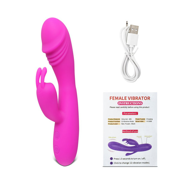 12 Speed Silicone Rabbit Vibrator - Pink