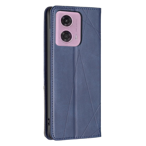 For Motorola Moto G24 Rhombus Texture Magnetic Leatherette Phone Case(Blue)