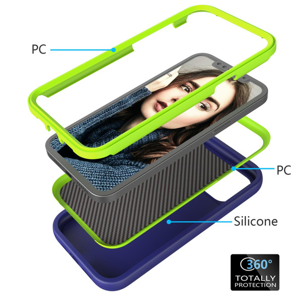 Wave Pattern 3 in 1 Silicone + PC Shockproof Protective Case - iPhone 13 Pro(Navy+Olivine)