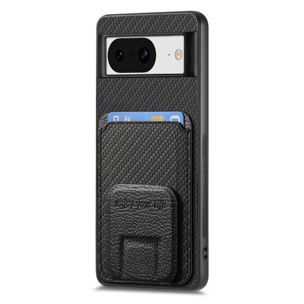 For Google Pixel 7a Carbon Fiber Card Bag Fold Stand Phone Case(Black)