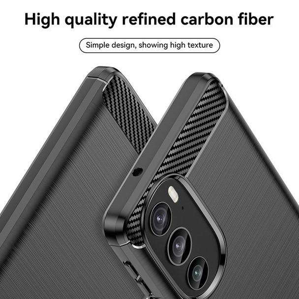 For Motorola Edge 30 Pro Brushed Texture Carbon Fiber TPU Phone Case(Black)