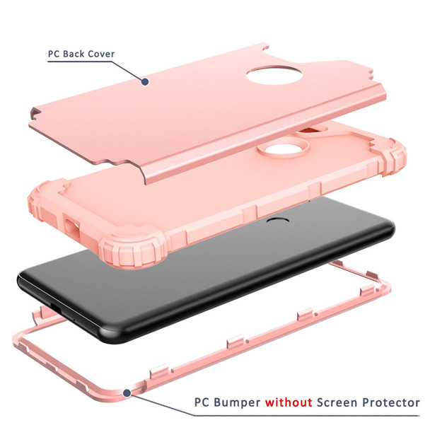 Google Pixel 3 XL 3 in 1 Shockproof PC + Silicone Protective Case(Rose Gold)