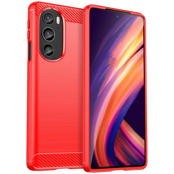 For Motorola Edge 30 Pro Brushed Texture Carbon Fiber TPU Phone Case(Red)