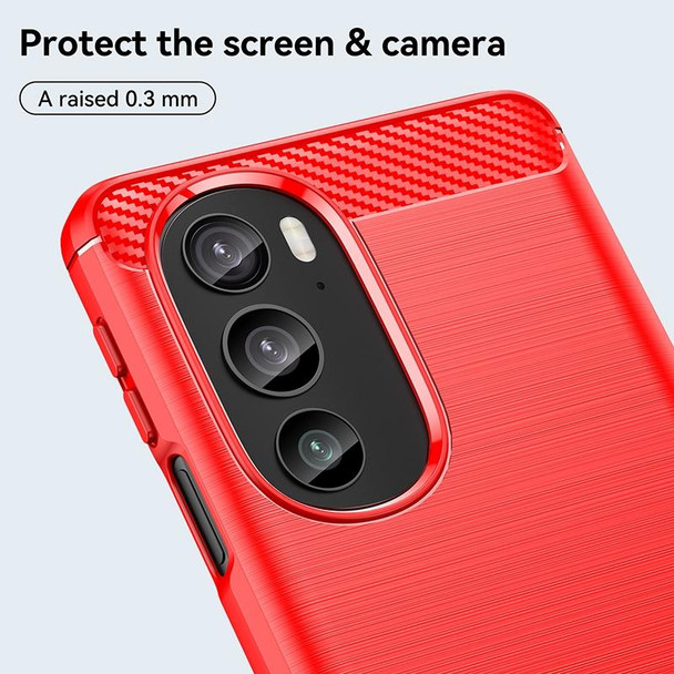 For Motorola Edge 30 Pro Brushed Texture Carbon Fiber TPU Phone Case(Red)