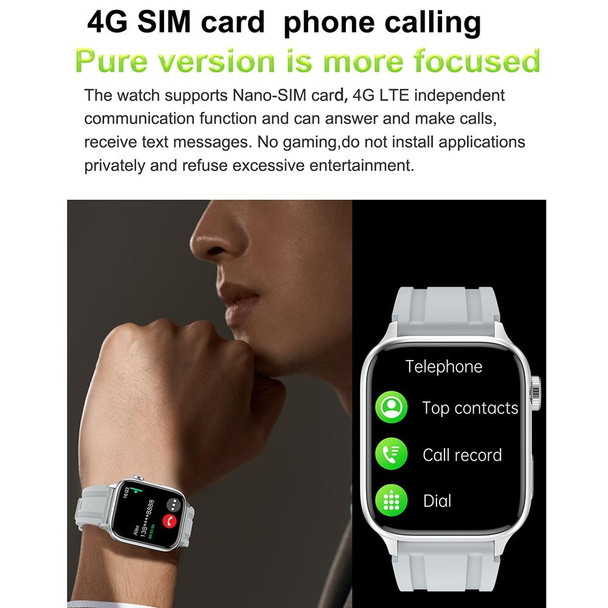 HAMTOD GT33 1.96 inch 4G Smart Call Watch Supports SOS Alarm(Sliver)