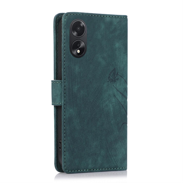 For OPPO A58 4G Orchid Butterfly Embossed Leatherette Phone Case(Green)