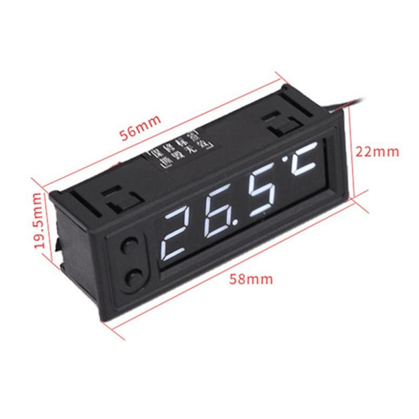 3 in 1 DC5-50V Car High-precision Electronic LED Luminous Clock + Thermometer + Voltmeter (Blue)