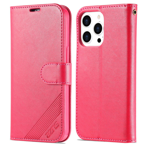 AZNS Sheepskin Texture Horizontal Flip Leatherette Case with Holder & Card Slots & Wallet - iPhone 13 Pro Max(Red)